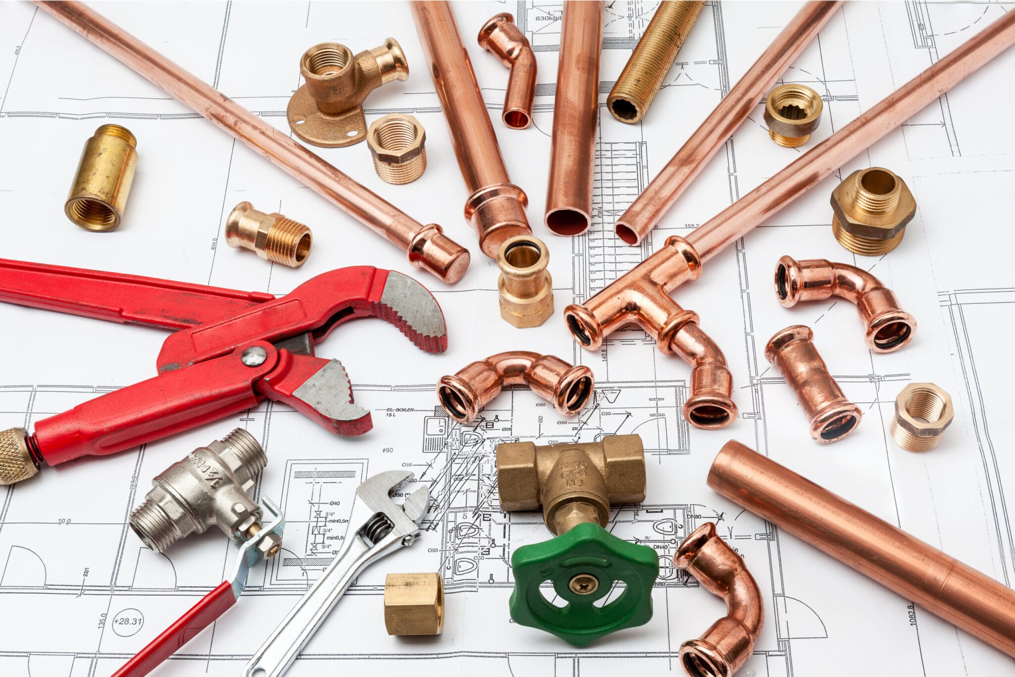 Copper pipe fittings and plumbing parts for Spring Hill, Florida repairs