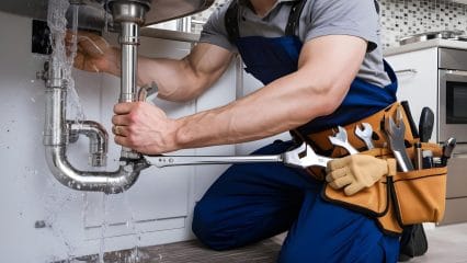 Technician using electronic equipment to detect a plumbing leak in Spring Hill